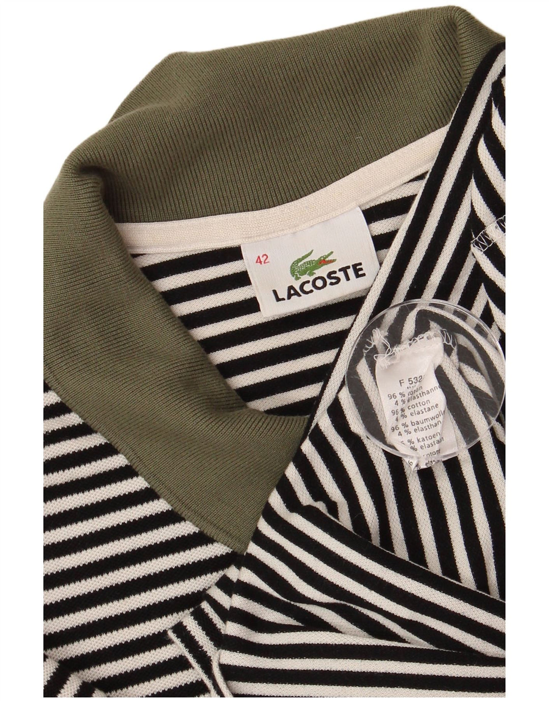 Lacoste Polo Femme Taille 42 Grand Coton Rayé Noir