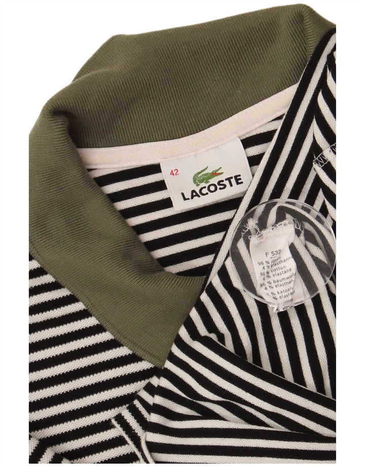 Lacoste Polo Femme Taille 42 Grand Coton Rayé Noir
