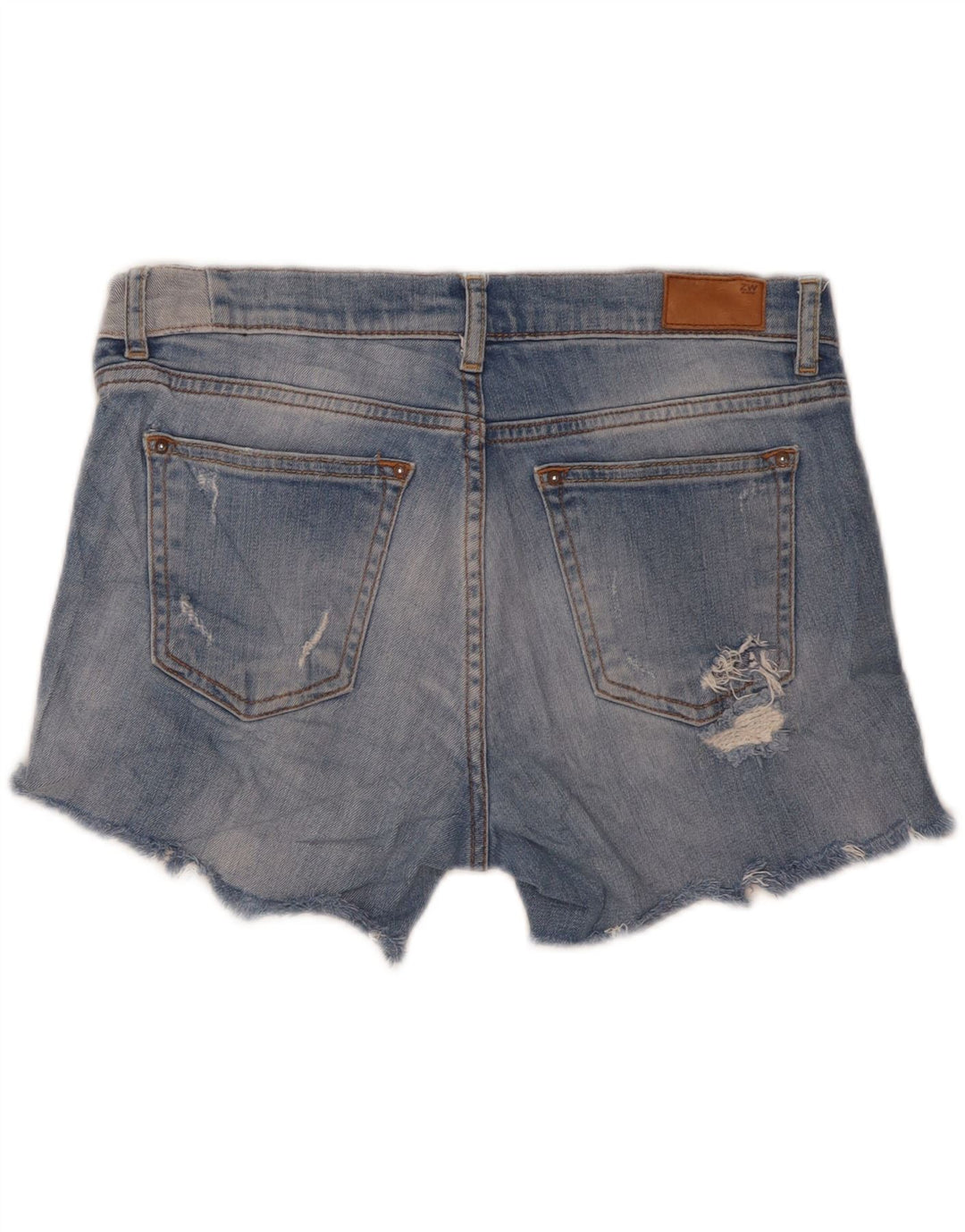 Zara Short en jean taille moyenne pour femme, coupe décontractée, taille moyenne, W30, bleu