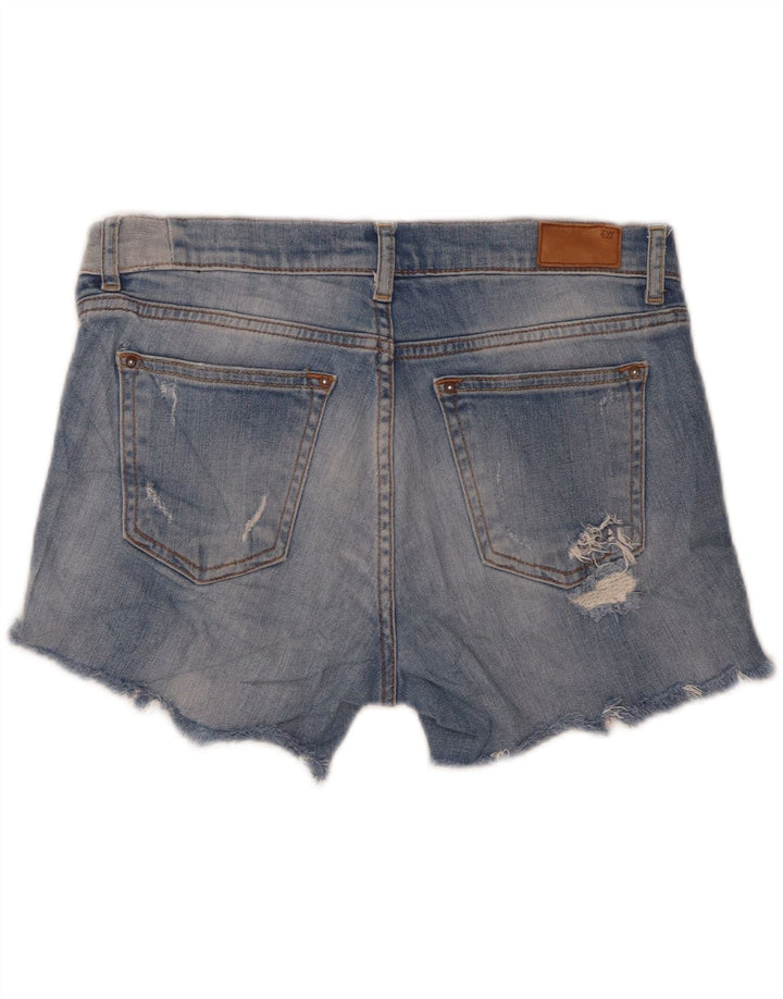 Zara Short en jean taille moyenne pour femme, coupe décontractée, taille moyenne, W30, bleu