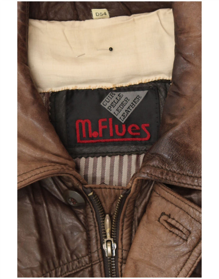 veste en cuir bomber homme vintage IT 54 2XL Cuir marron rétro
