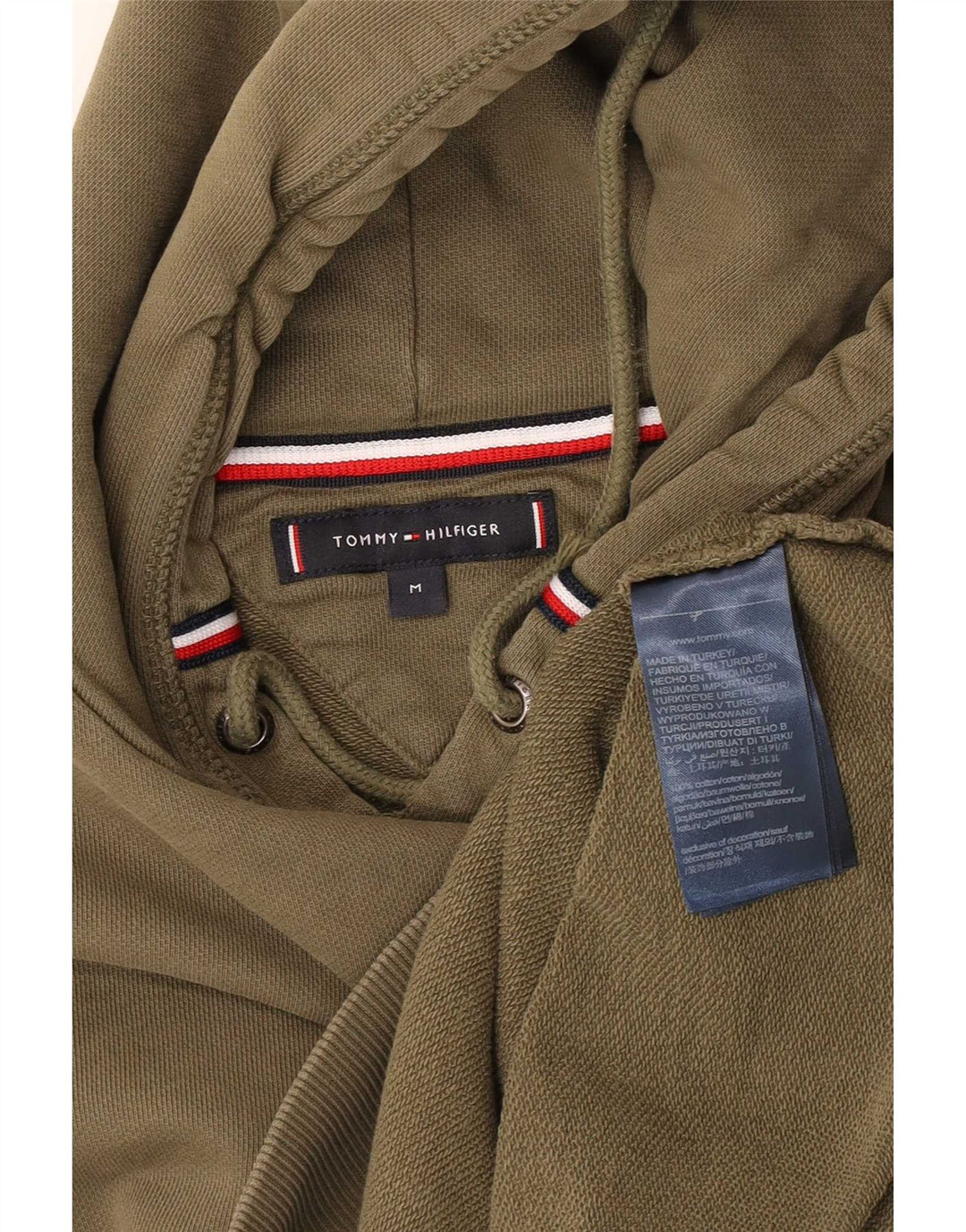 Tommy Hilfiger Pull à capuche pour homme en coton kaki moyen