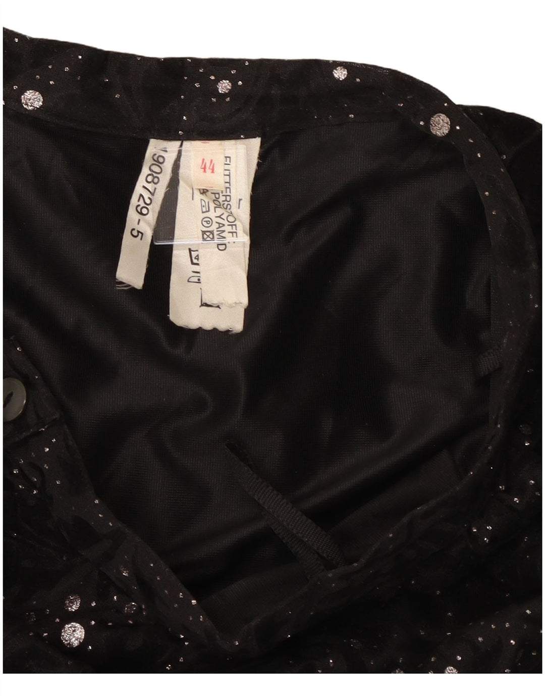 jupe à plusieurs niveaux femme vintage IT 44 Medium W30 Black Paisley Polyamide