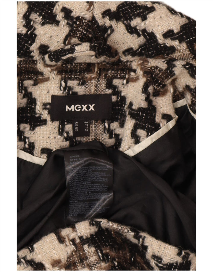 Mexx Manteau Femme UK 14 Grande Laine Pied-de-Poule Noir