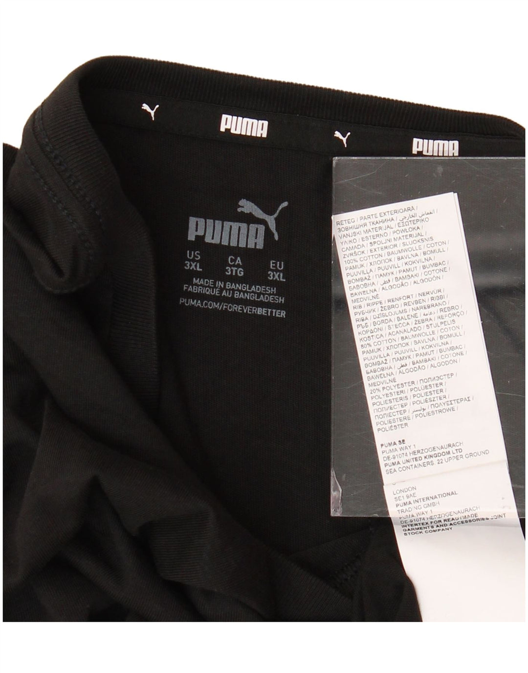 PUMA T-Shirt Homme Haut 3XL Noir Coton