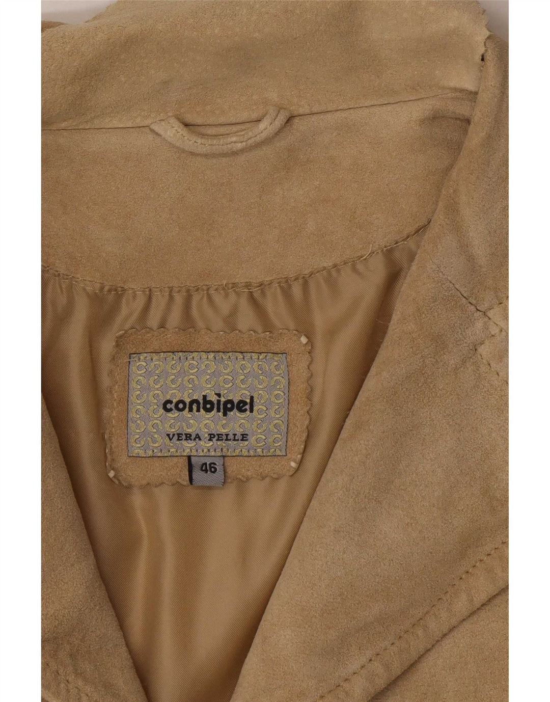 Conbipel Pardessus Femme En Daim IT 46 Grand Cuir Kaki
