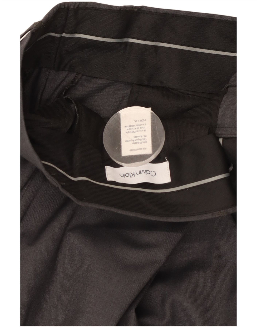 CALVIN KLEIN Pantalon de Costume Droit Homme W32 L32 Gris Polyester