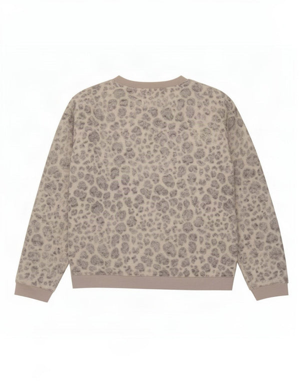 John Lewis Pull polaire pour femme UK 44 Polyester imprimé animal gris moyen