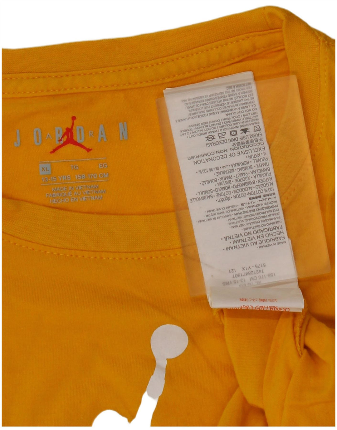 JORDAN T-Shirt Graphique Garçon 13-14 ans XL Jaune Coton