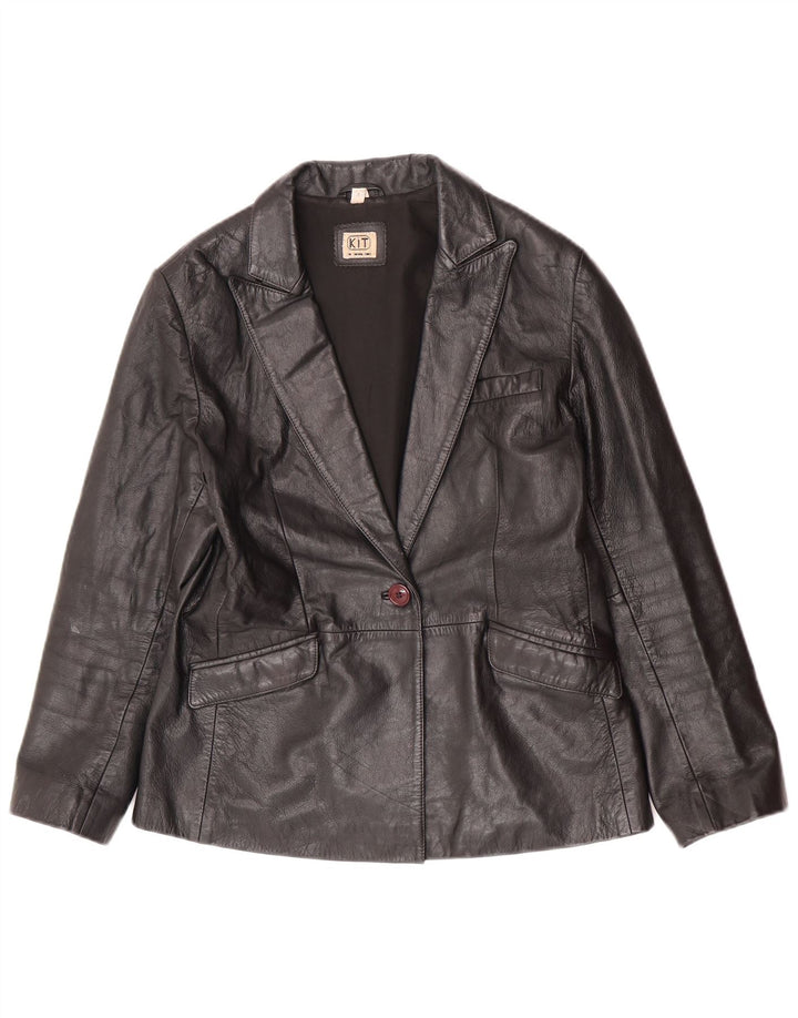 Veste en cuir femme vintage UK 12 Cuir noir moyen