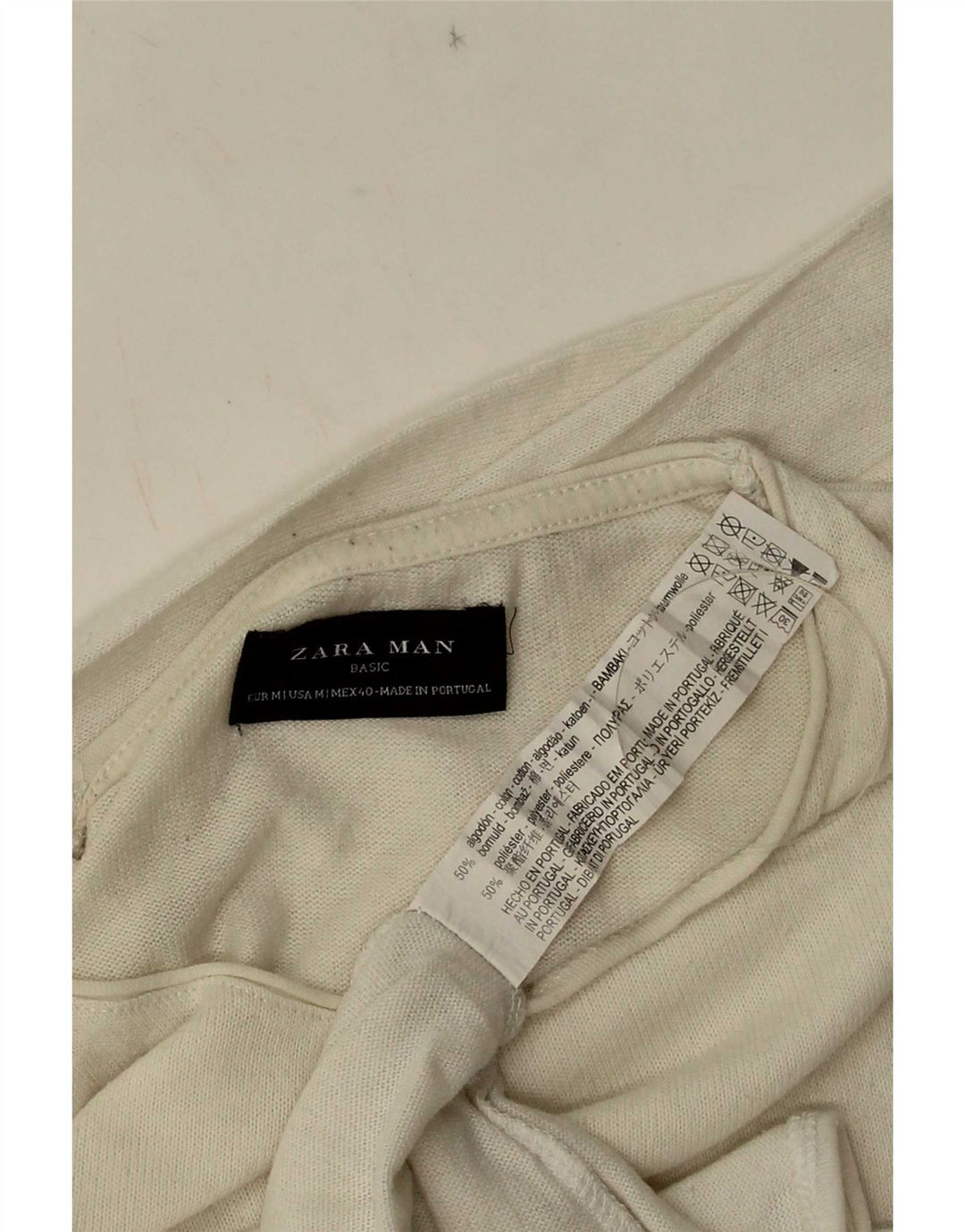 Zara Homme Top Manches Longues Coton Blanc Moyen