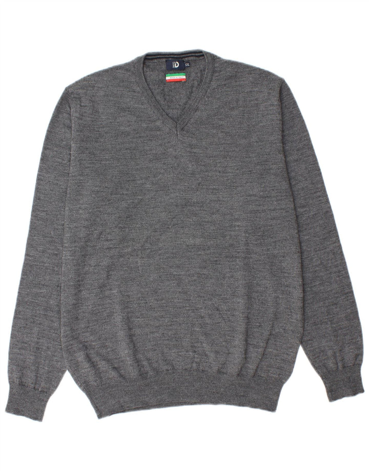Dack's Pull col V pour homme 2XL Gris Laine