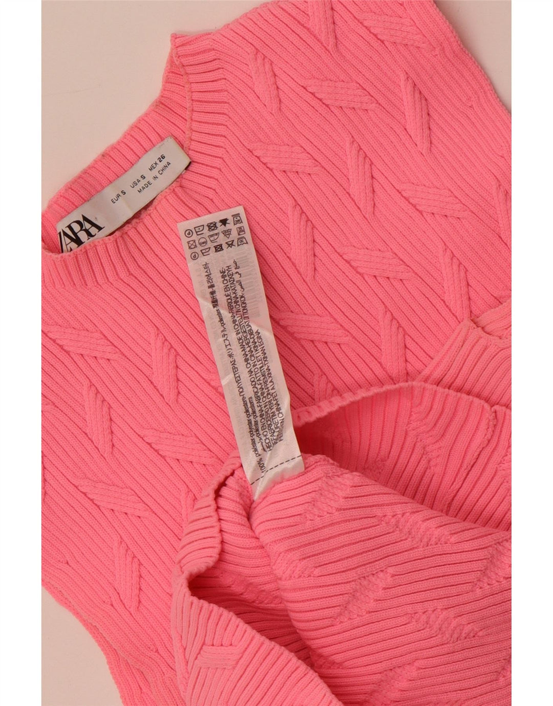 Zara Womens Crop Vest Débardeur UK 8 Petit Rose Polyester
