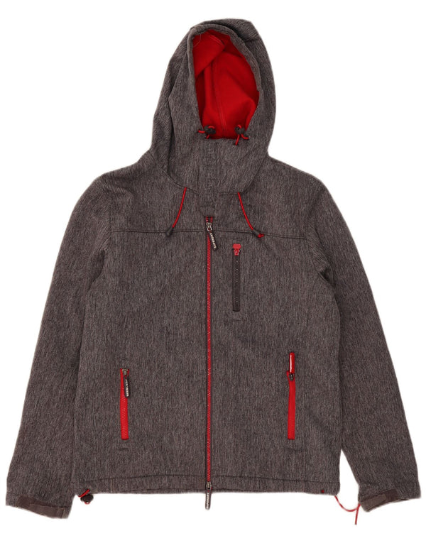 SUPERDRY Veste coupe-vent à capuche pour hommes UK 42 XL Gris Moucheté Polyester