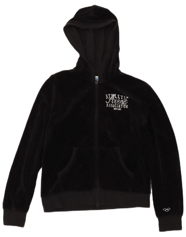 Arena Pull à capuche zippé surdimensionné en velours pour femme UK 6 XS Noir