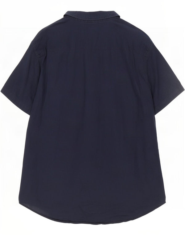 Armani Exchange Chemise à manches courtes pour homme Coupe régulière 2XL Bleu marine Lin