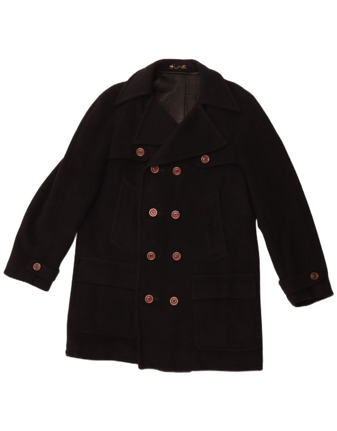 VINTAGE Manteau double boutonnage pour homme UK 40 Grand Noir