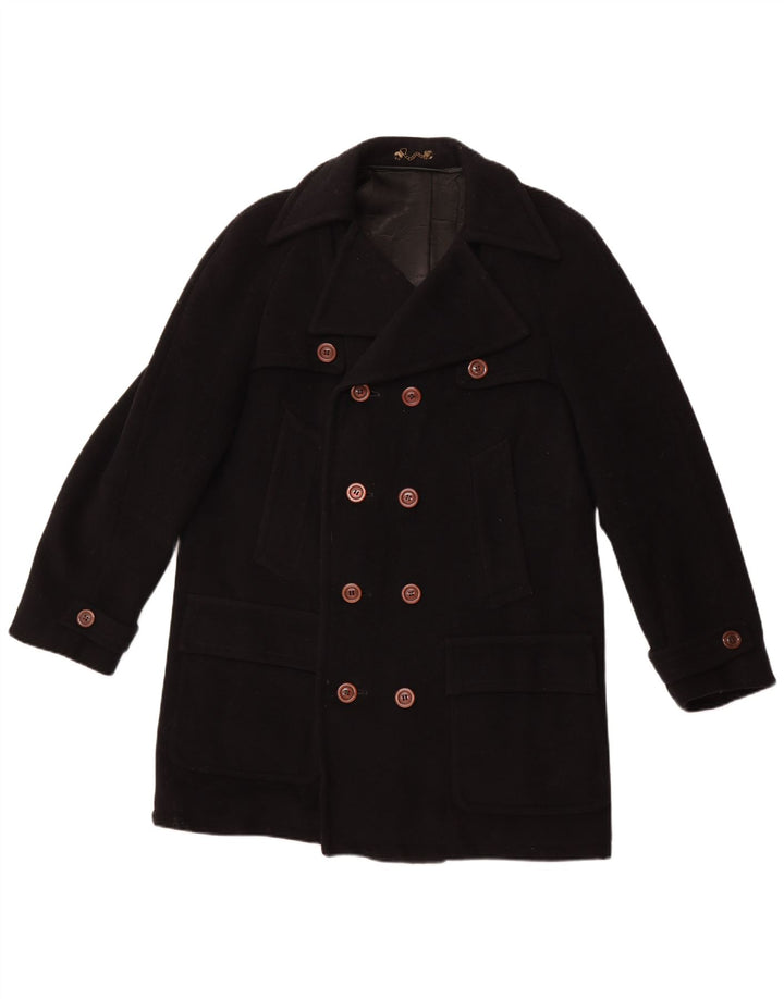 VINTAGE Manteau double boutonnage pour homme UK 40 Grand Noir