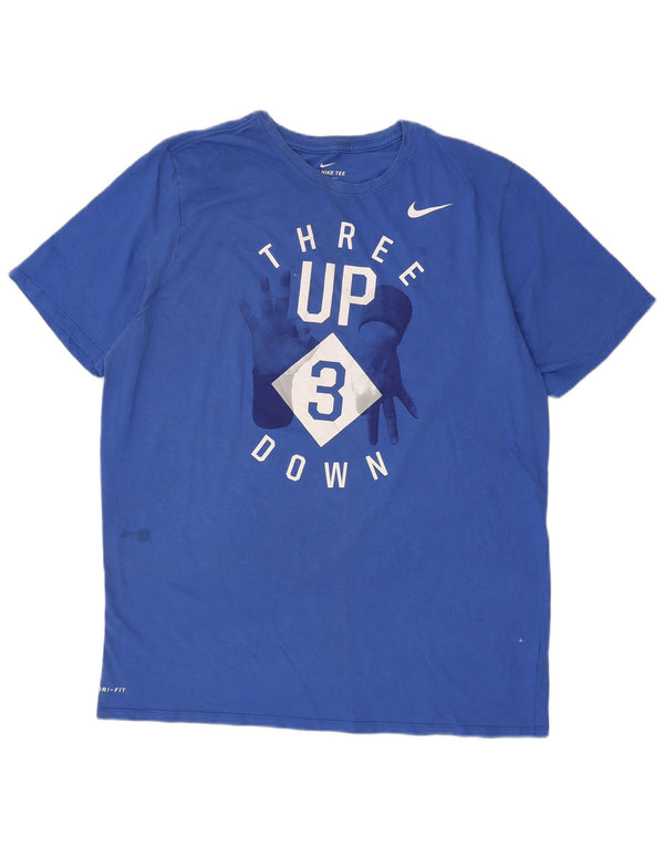 Nike T-shirt graphique Dri Fit pour homme en coton bleu 2XL