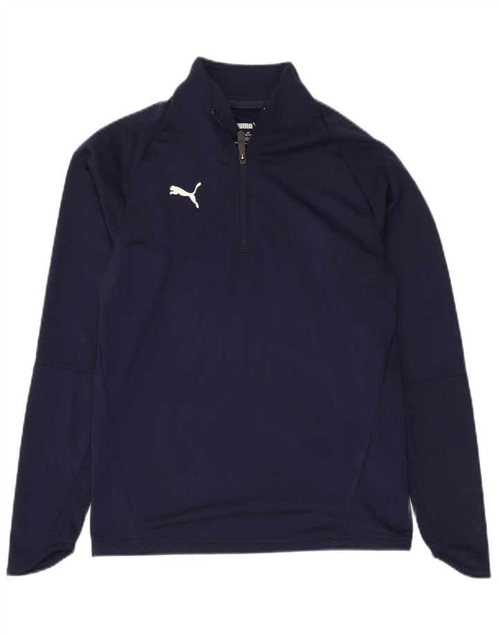 PUMA Haut à col zippé et manches longues pour garçon 13-14 ans Bleu marine Polyester