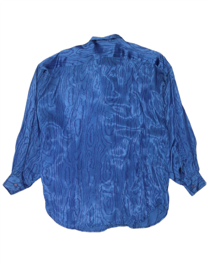 Benetton Femme Chemisier à Motif Abstrait IT 42 Bleu Moyen