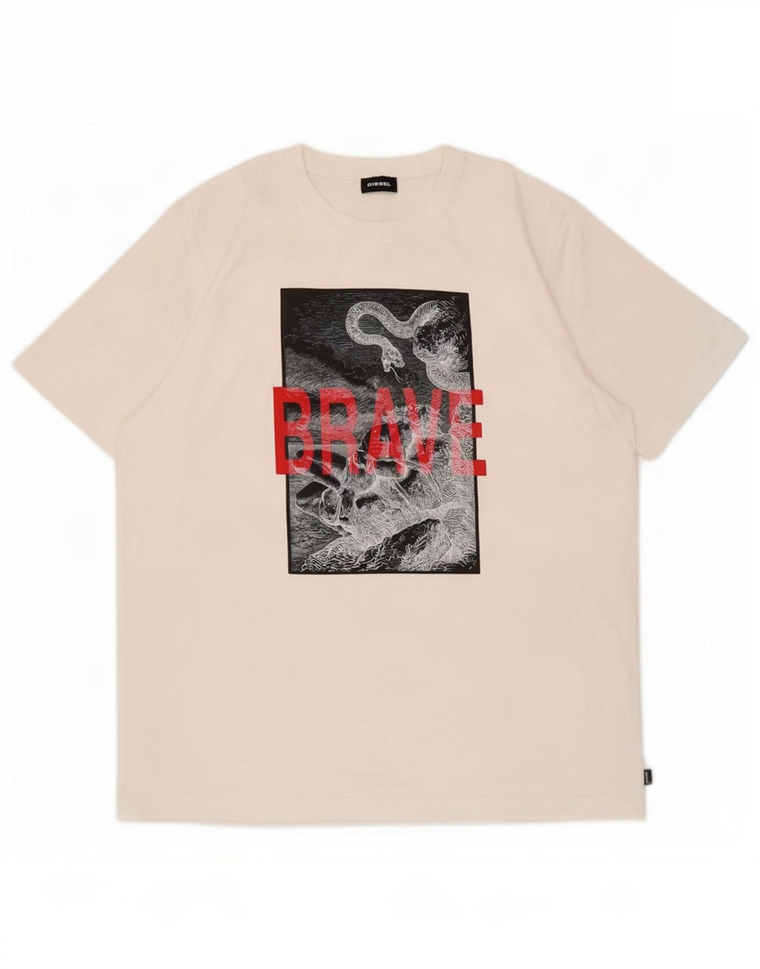 Diesel T-Shirt Graphique Homme Grand Blanc Coton