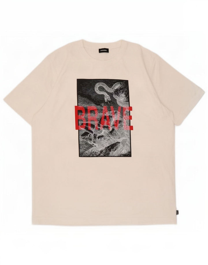 Diesel T-Shirt Graphique Homme Grand Blanc Coton