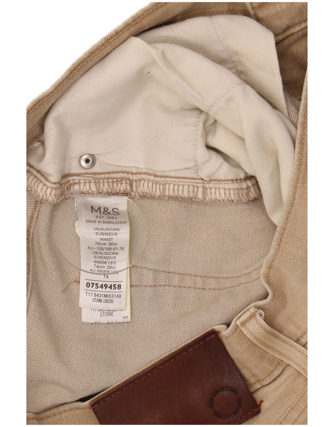 Marks & Spencer Jean droit coupe droite W30 L29 en coton beige pour homme