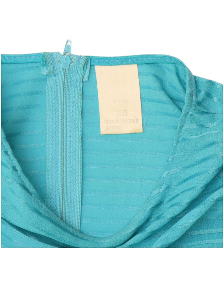 vintage Femme Robe A-Line EU 38 Polyester Rayé Bleu Moyen