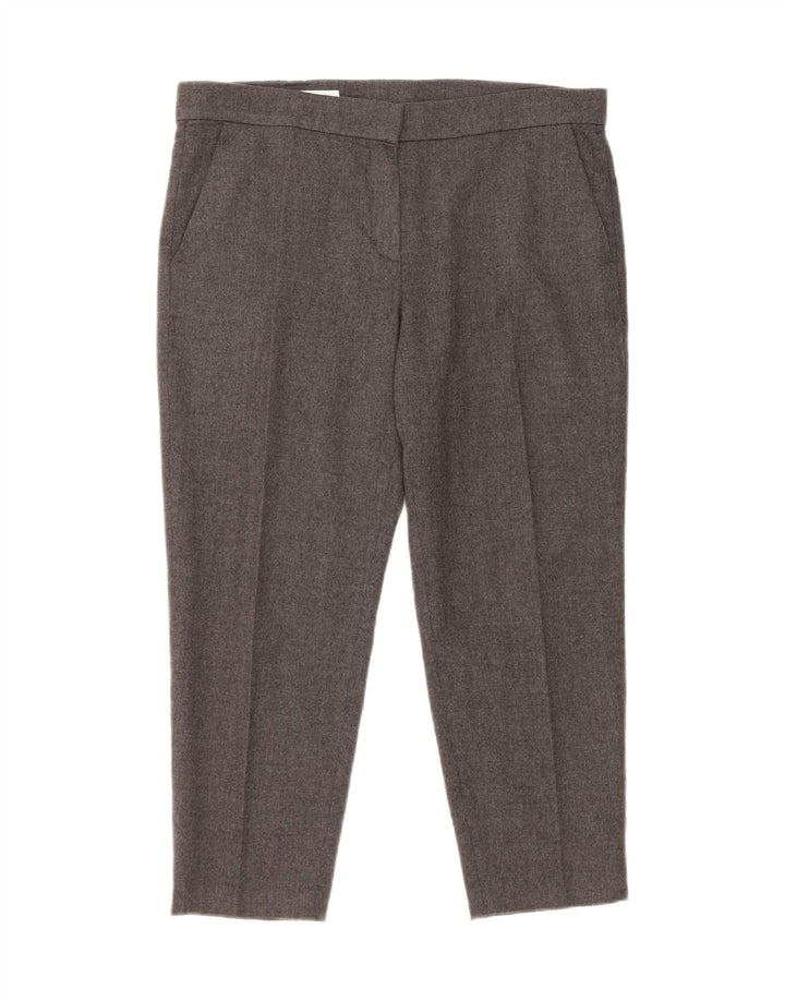Escada Pantalon de Costume Capri Femme EU 40 Moyen W34 L23 Laine Grise