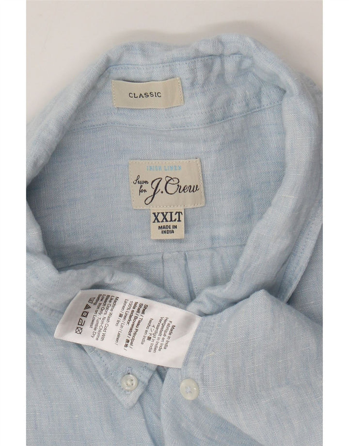 J. CREW Chemise haute coupe classique pour homme 2XL en lin bleu
