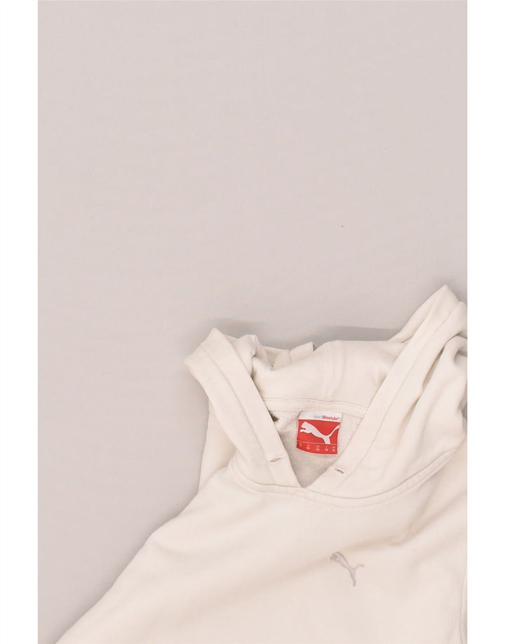 PUMA Womens Hoodie Jumper UK 10 Small White Cotton | Vintage Puma | Thrift | Second-Hand Puma | Used Clothing | Messina Hembry 