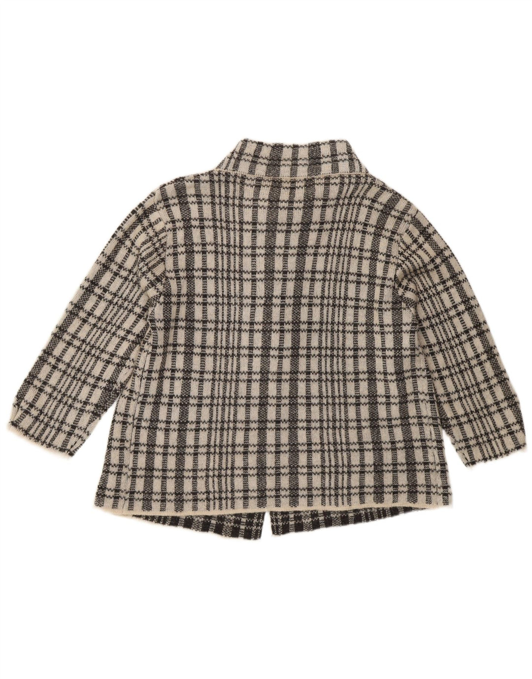 vintage Femmes 3/4 Manches Cardigan Pull UK 12 Medium Blue Check