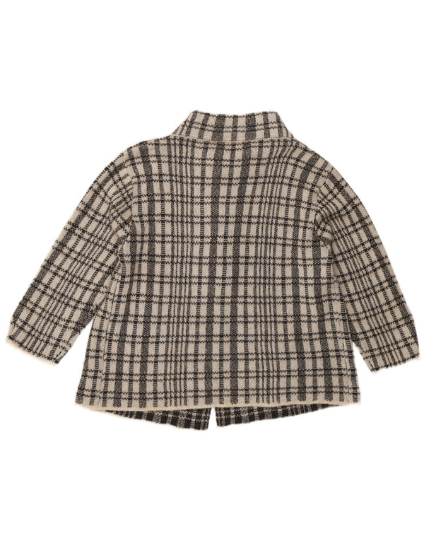 vintage Femmes 3/4 Manches Cardigan Pull UK 12 Medium Blue Check