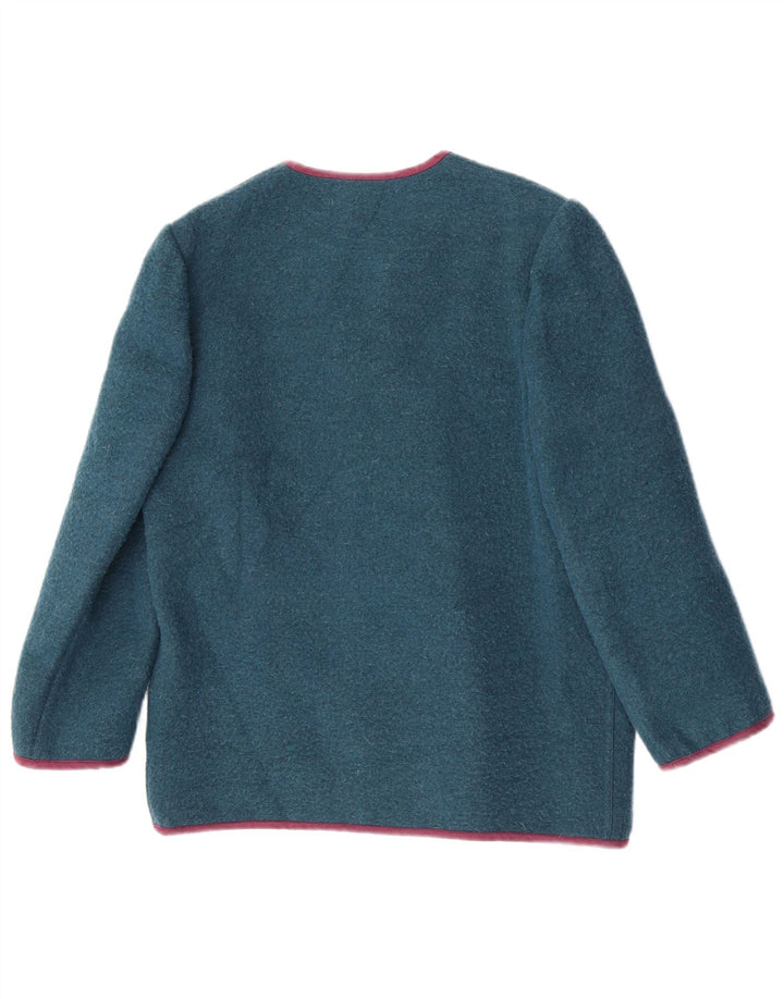 Ungaro Veste Blazer Femme UK 14 Laine Turquoise Moyenne