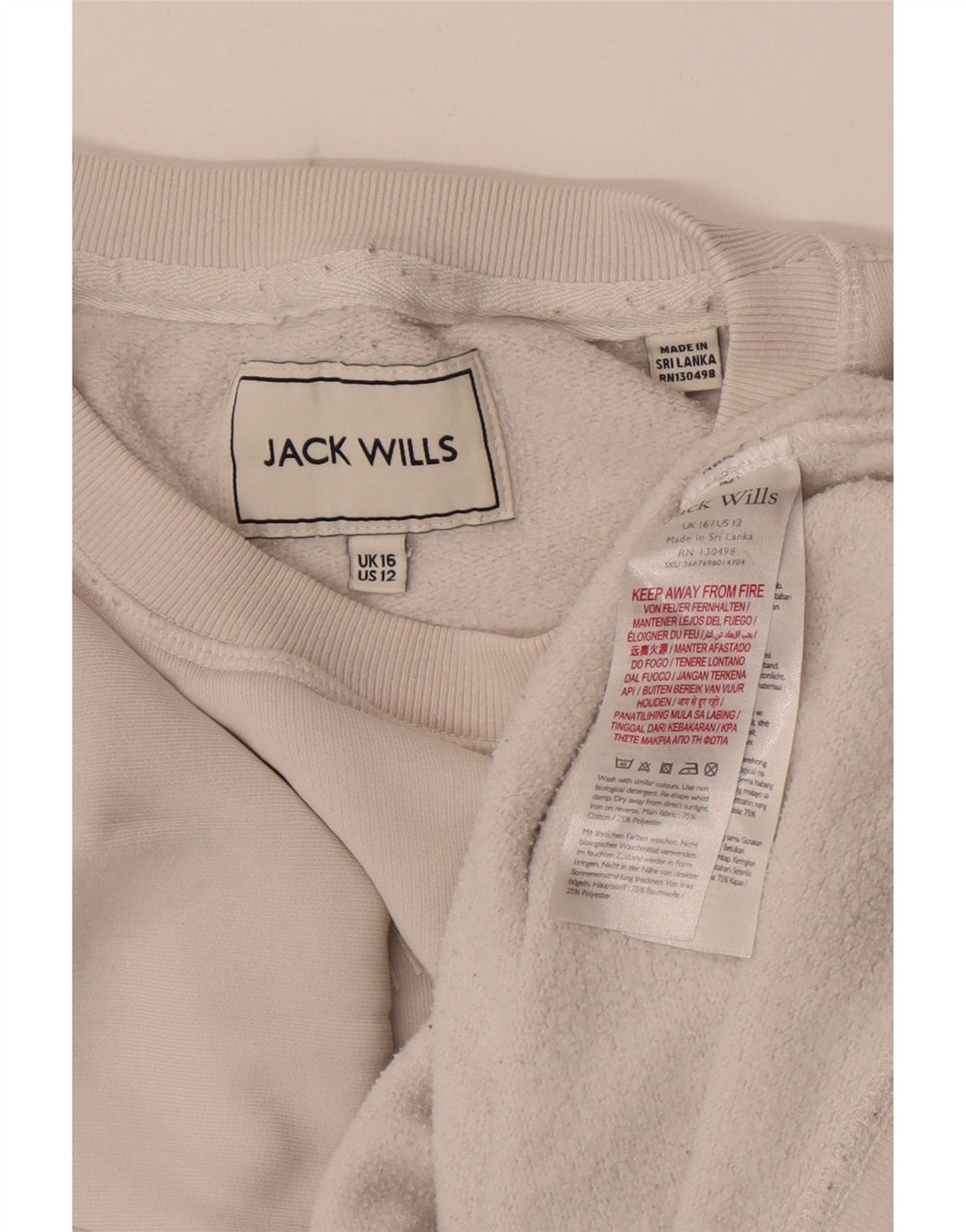 Jack Wills Sweat-shirt surdimensionné graphique pour femme UK 16 Large Blanc
