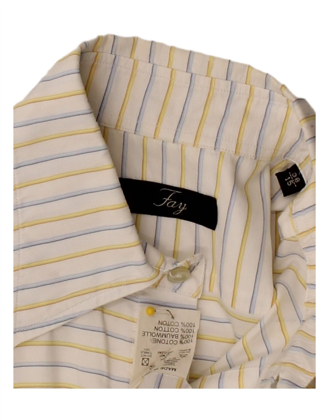 FAY Mens Shirt Size 38 15 Medium White Striped Cotton Vintage Fay and Second-Hand Fay from Messina Hembry 