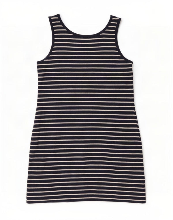 Lacoste Womens Sleeveless T-Shirt Dress Size 46 XL Navy Blue Striped