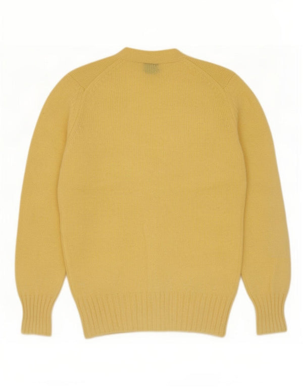 vintage Mens Cardigan Sweater Petite laine vierge jaune