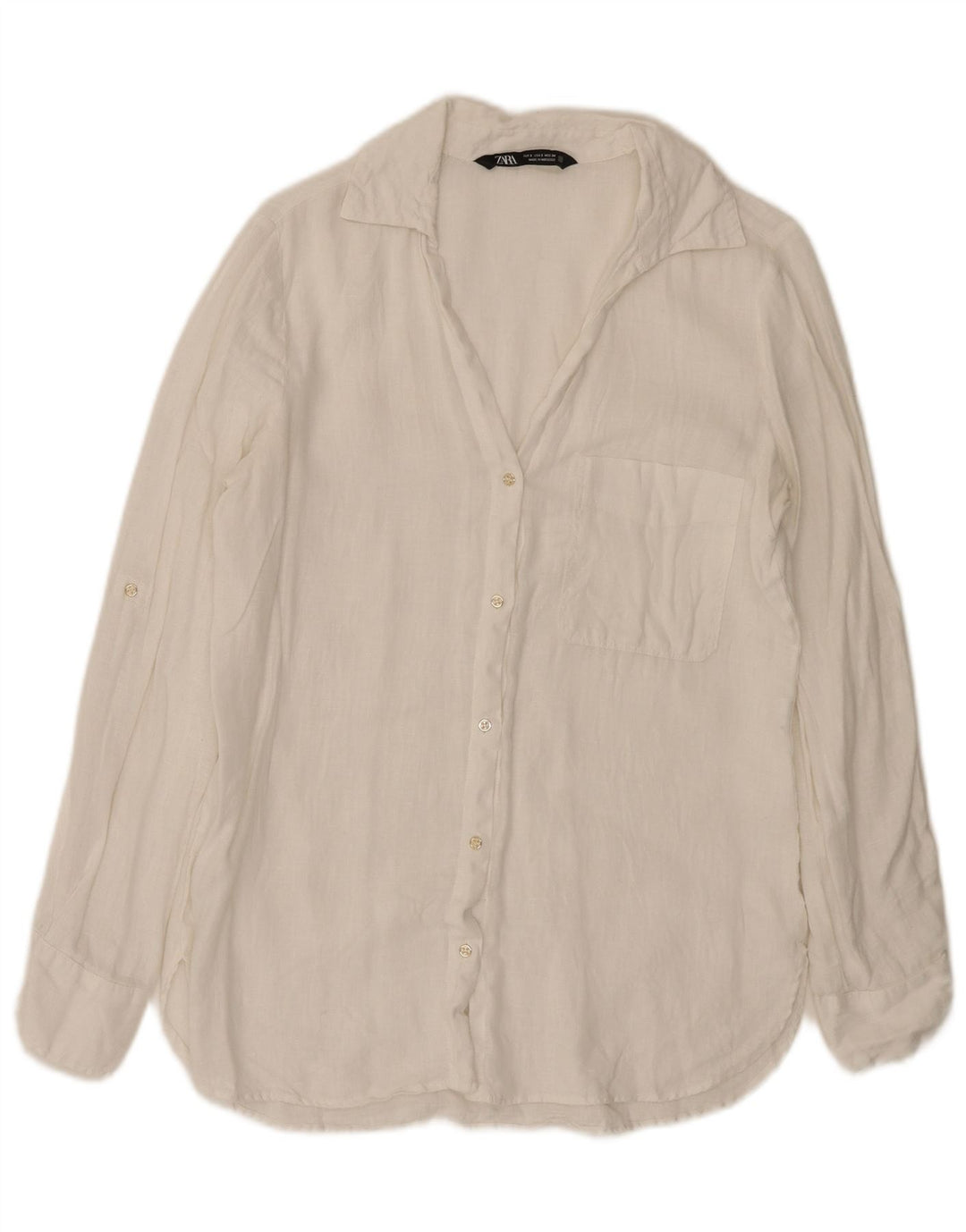 Zara Chemise Femme UK 10 Petit Blanc