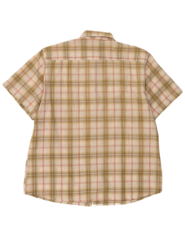 Chemise à manches courtes pour hommes Vintage 2XL à carreaux Beige