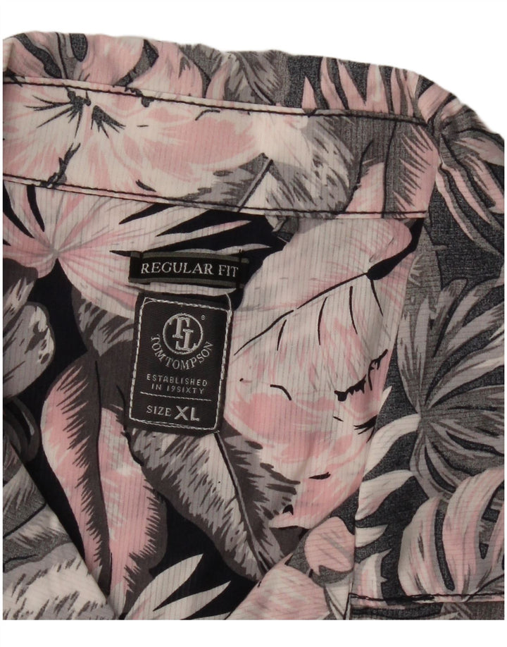 TOM TOMPSON Mens Regular Fit Short Sleeve Shirt XL Grey Floral