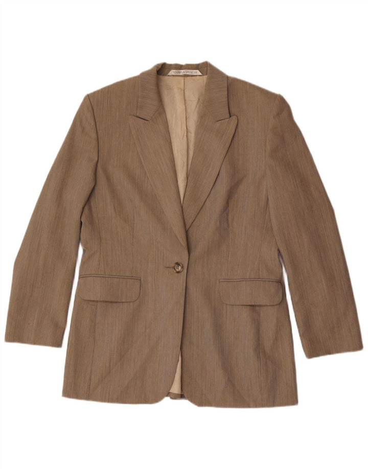 Marks & Spencer Veste blazer à 1 bouton pour femme UK 14 Grande laine vierge marron