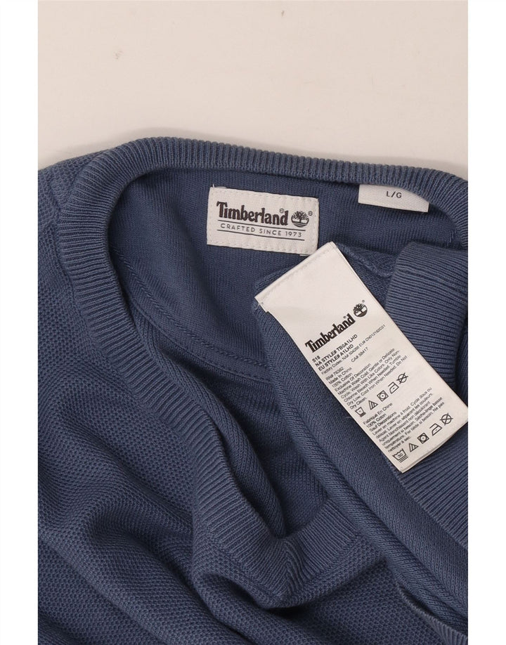 Timberland Pull col V pour homme en coton bleu Taille L