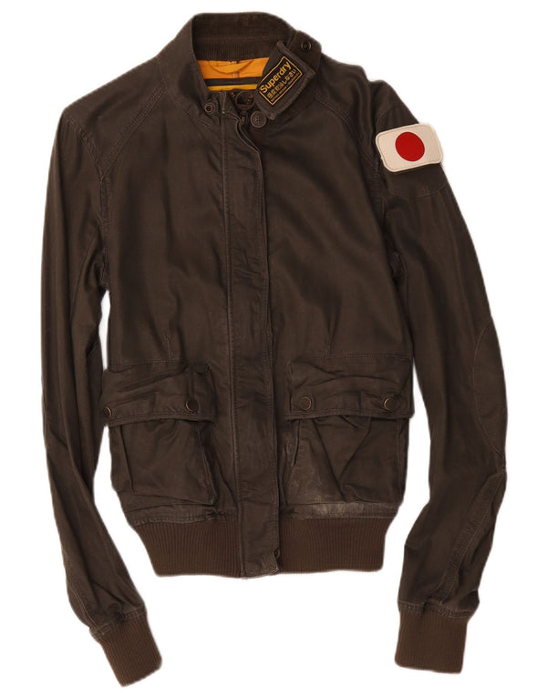 Superdry Veste Bomber Femme UK 14 Marron Moyen