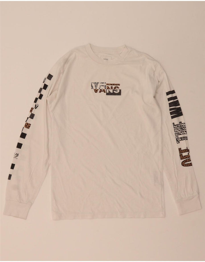 VANS Haut graphique à manches longues pour homme Coupe classique Petit coton blanc