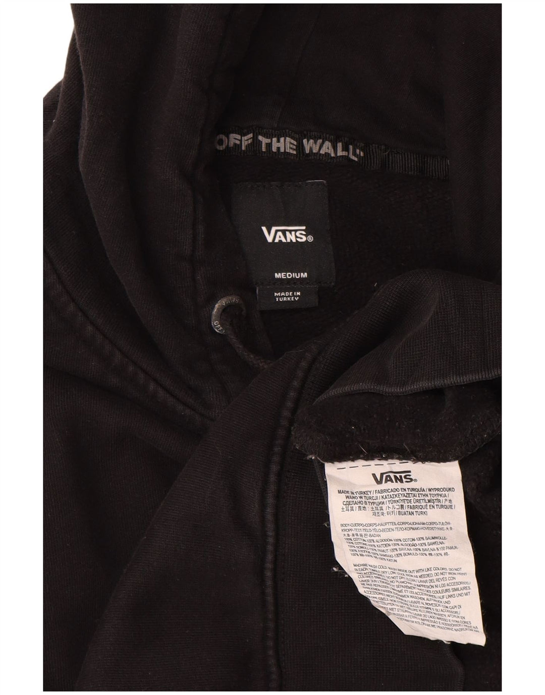 Vans Pull à capuche graphique en coton noir moyen pour homme