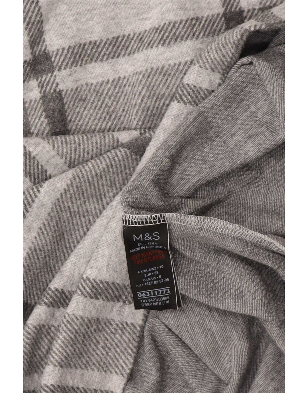Marks & Spencer Haut surdimensionné à manches longues pour femme UK 10 Petit carreaux gris