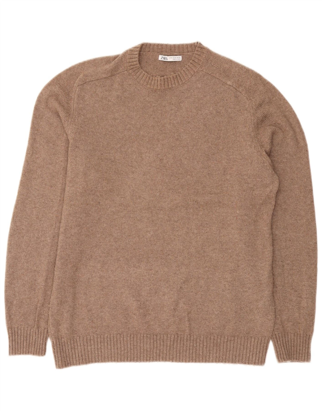 Zara Pull à col rond pour homme en polyester marron moyen