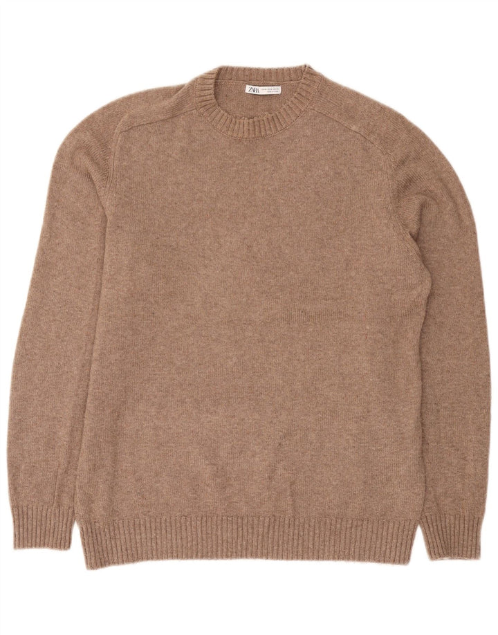 Zara Pull à col rond pour homme en polyester marron moyen